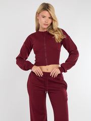 Cropped Zip Up Sweatshirt & Wide Leg Trouser Tracksuit