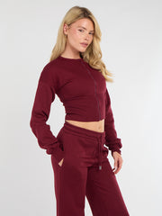 Cropped Zip Up Sweatshirt & Wide Leg Trouser Tracksuit
