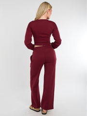 Cropped Zip Up Sweatshirt & Wide Leg Trouser Tracksuit