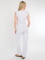 Ribbed Front Button Detail Sleevles Top & Wide Leg Trouser Co-ord