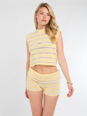 Stripe Crochet Knitted Top and Shorts