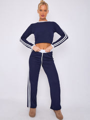 Rippen Crop Top & Hosener Koordnungsmittel mit Streifendetails