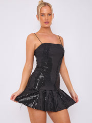 Sequinned Pleated Cami Dress