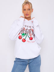 Juicy Cherry Print Graphic Hoodie