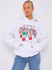 Juicy Cherry Print Graphic Hoodie