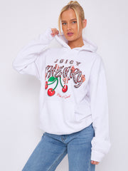 Juicy Cherry Print Graphic Hoodie