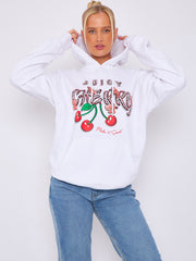 Juicy Cherry Print Graphic Hoodie