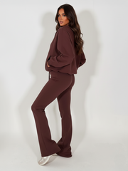 Cropped hoodie en joggingfleece, combi-set