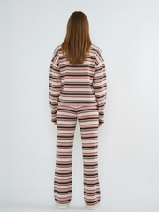 Rugby Collar Stripe Sweatshirt & Trouser Set