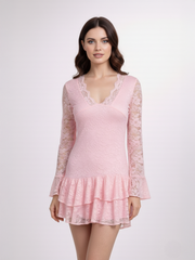 Lace Frill Mini Dress