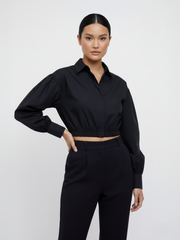 Balloon Sleeve Cropped Mini Shirt