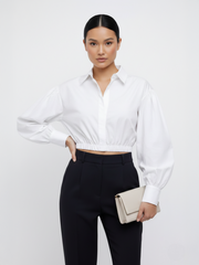 Balloon Sleeve Cropped Mini Shirt