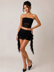 Lace Tube Top & Ruffle Mini Skirt Co-Ord Set