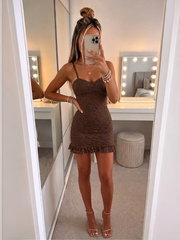 Lace Frill Hem Mini Dress