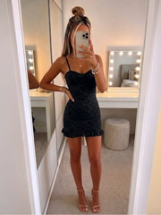 Lace Frill Hem Mini Dress