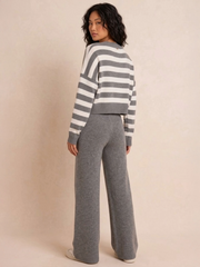 Striped Knit Cardigan & Wide Leg Trouser Co-Ord Set