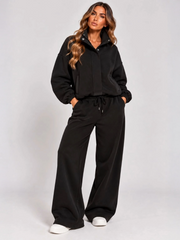 Textured Wide-Leg Lounge Co-Ord Set