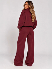 Textured Wide-Leg Lounge Co-Ord Set