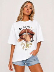 Lips & Hand Artwork Graphic T-Shirt