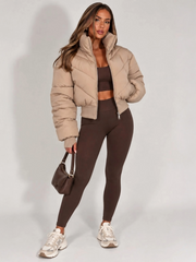 Chevron Style Cropped Puffer Jacket