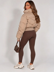 Chevron Style Cropped Puffer Jacket