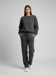 Acid Wash Oversized Crucifix geborduurde fleece coördin