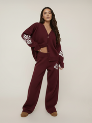 Knitted Buttoned Cardigan & Wide Leg Trouser Co-ord