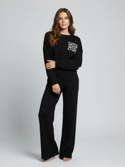 Long Sleeve Knitted Top & Wide Leg Trousers Co-ord