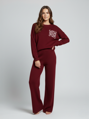 Long Sleeve Knitted Top & Wide Leg Trousers Co-ord