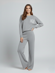 Long Sleeve Knitted Top & Wide Leg Trousers Co-ord