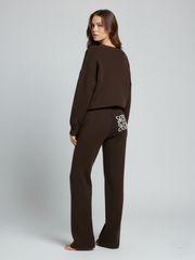 Long Sleeve Knitted Top & Wide Leg Trousers Co-ord