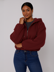 Bubble Hem Cropped Fleece Lined Jacket