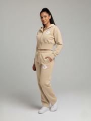 Cropped hoodie en joggingfleece, combi-set