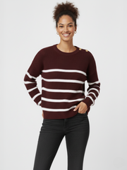 Striped Knitted Jumper With Button Detail