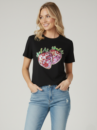Strawberry Graphic Printed T-Shirt - Black