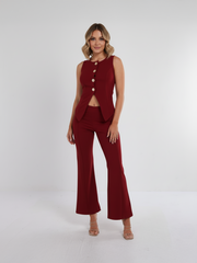 Longline -knop Waistcoat Top & Shorts Set