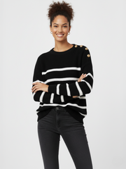 Striped Knitted Jumper With Button Detail
