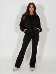 Cropped hoodie en joggingfleece, combi-set