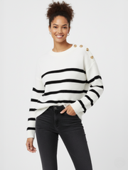Striped Knitted Jumper With Button Detail
