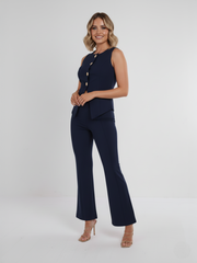 Longline -knop Waistcoat Top & Shorts Set