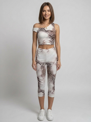 Leopard Print Slinky Top & 3/4 Legging Co-Ord