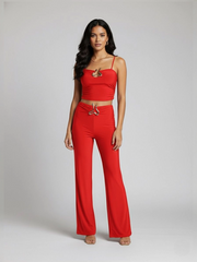 Longline -knop Waistcoat Top & Shorts Set