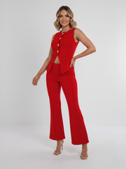 Longline -knop Waistcoat Top & Shorts Set