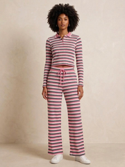 Mullti Stripe Collar Neck Top and Trouser Set