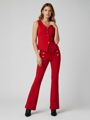 Button Waistcoat Top & Wide Leg Trouser Set