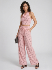 Polka Dot Halter Neck Top &amp; Trouser Co-Ord