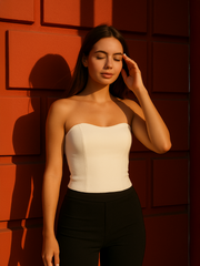 Tie Back Bandeau Corset Style Crop Top