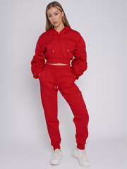 Cropped Ruched Sleeve Hoodie & Jogger Co-ord