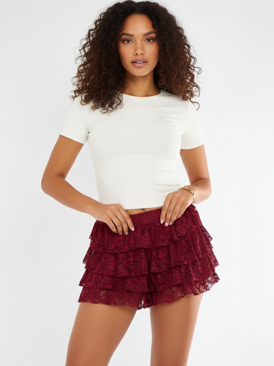 Wholesale Lace Detail Slinky & Frill Mini Skort – Stylewise Direct Wholesale Lace Detail Slinky & Frill Mini Skort – Stylewise Direct