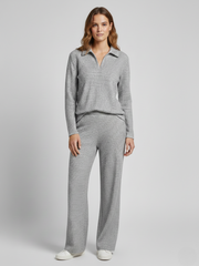 Collar Multi Striped Top & Wide Leg Trouser Co-Ord